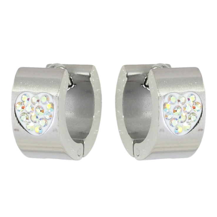 Серьги Xuping TTM Stainless Steel цвет Родий колечки Узор сердечки из радужного циркония фото №19
