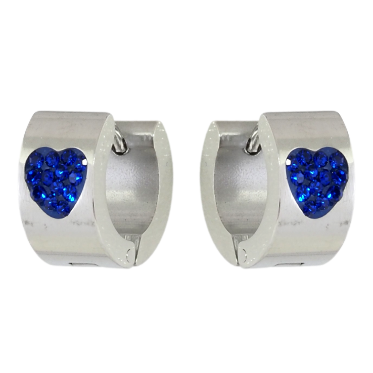 Серьги Xuping TTM Stainless Steel цвет Родий колечки Узор сердечки из синего циркония фото №23
