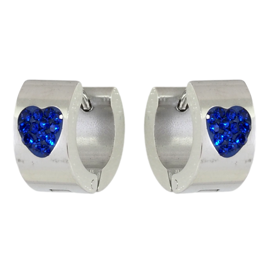 Серьги Xuping TTM Stainless Steel цвет Родий колечки Узор сердечки из синего циркония фото №1