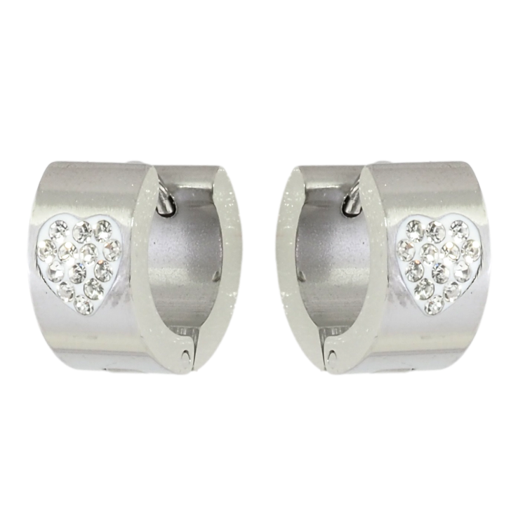 Серьги Xuping TTM Stainless Steel цвет Родий колечки Узор сердечки из циркония фото №22