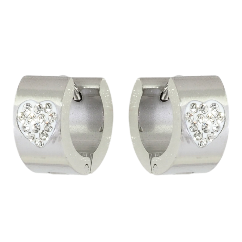Сережки Xuping TTM Stainless Steel колір Родій колечка Візерунок серця із цирконію фото №6