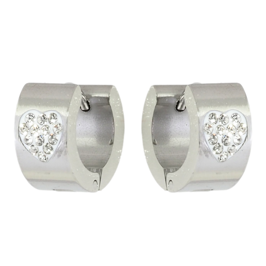 Серьги Xuping TTM Stainless Steel цвет Родий колечки Узор сердечки из циркония фото №1