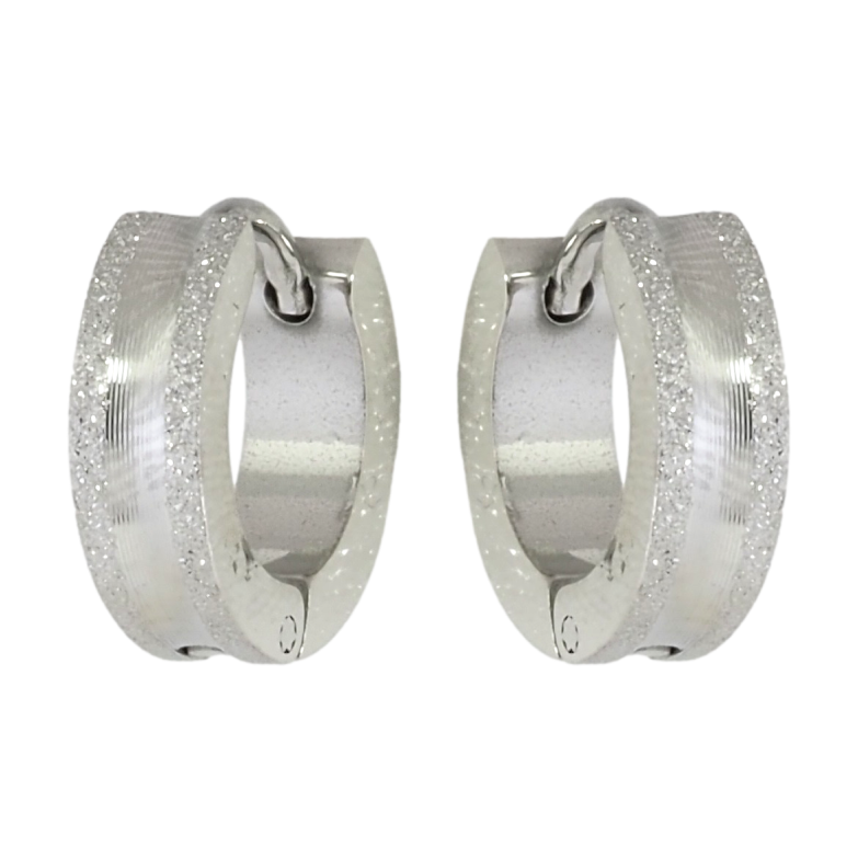 Серьги Xuping TTM Stainless Steel цвет Родий колечки Узор шагренью фото №1