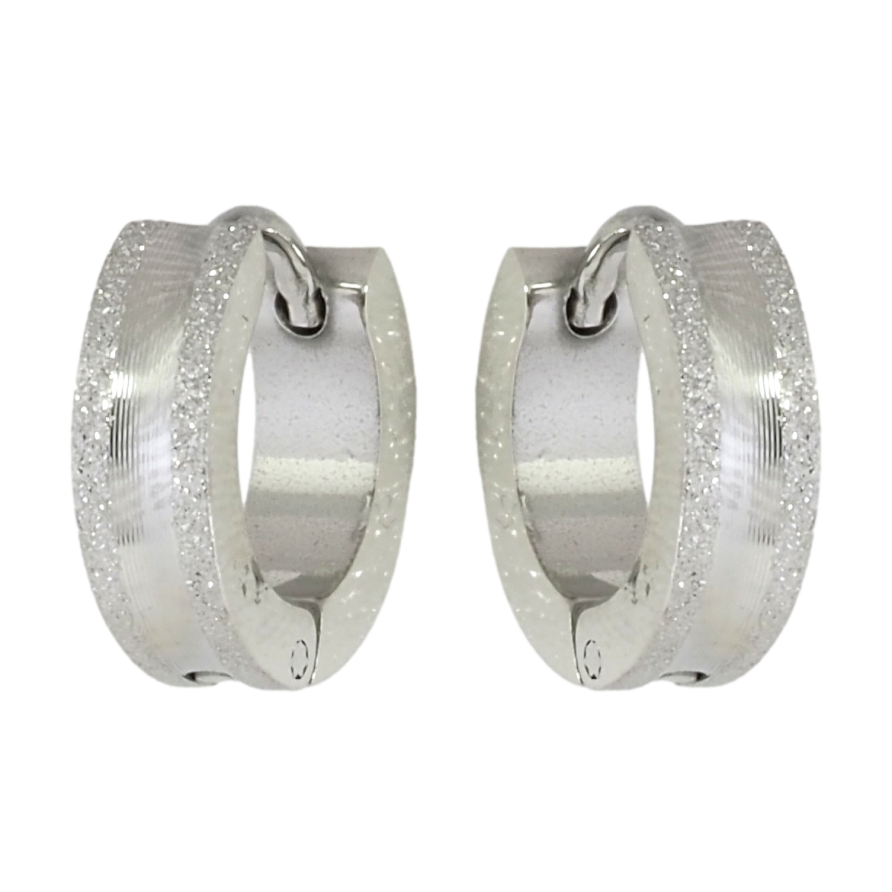 Серьги Xuping TTM Stainless Steel цвет Родий колечки Узор шагренью фото №1