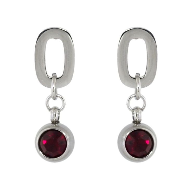 Серьги Xuping TTM Stainless Steel цвет Родий пусеты Подвески с красными кристаллами фото №3