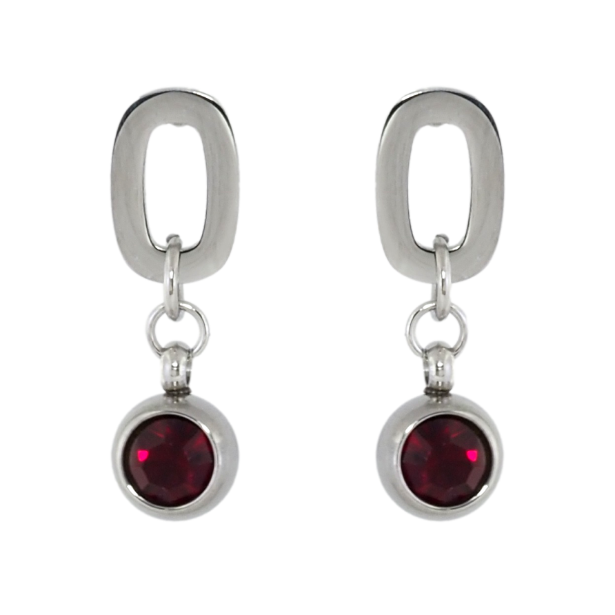 Серьги Xuping TTM Stainless Steel цвет Родий пусеты Подвески с красными кристаллами фото №1