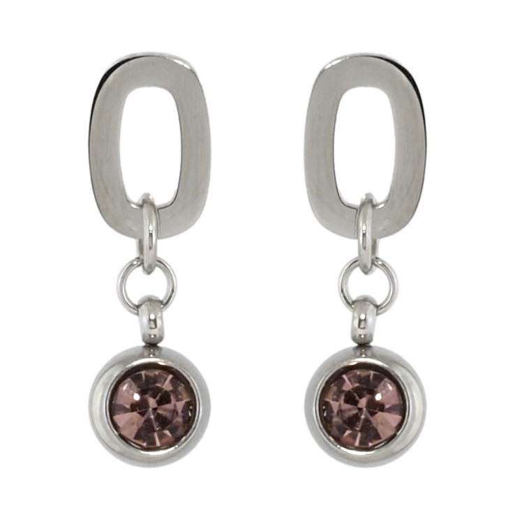 Серьги Xuping TTM Stainless Steel цвет Родий пусеты Подвески с розовыми кристаллами фото №2