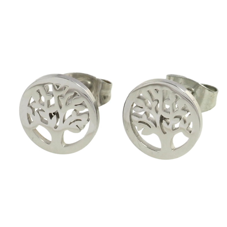 Серьги Xuping TTM Stainless Steel цвет Родий пусеты Древо жизни фото №16