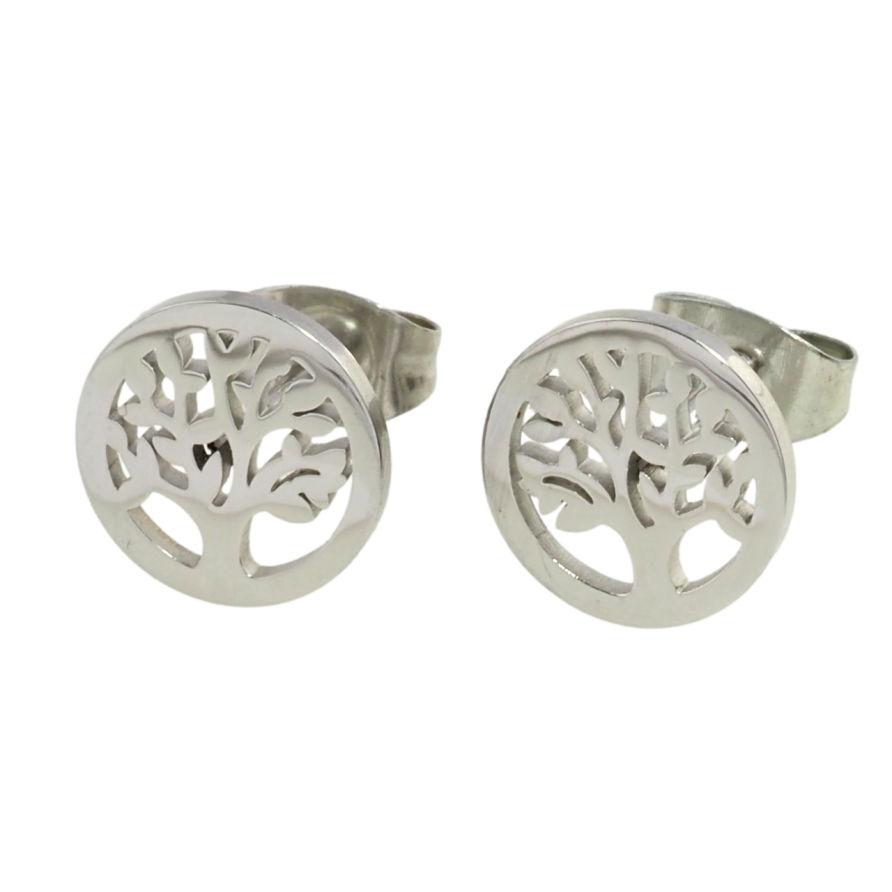 Серьги Xuping TTM Stainless Steel цвет Родий пусеты Древо жизни фото №1