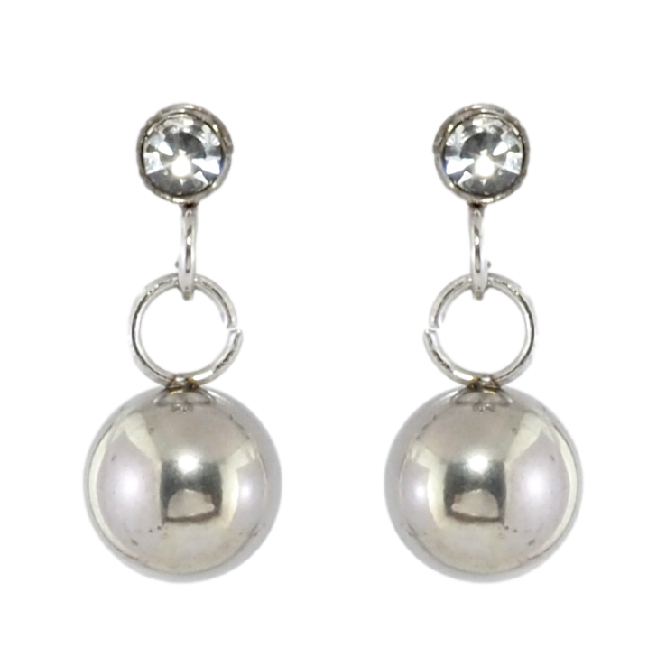 Серьги Xuping TTM Stainless Steel цвет Родий пусеты Подвески шарики на кристаллах фото №24