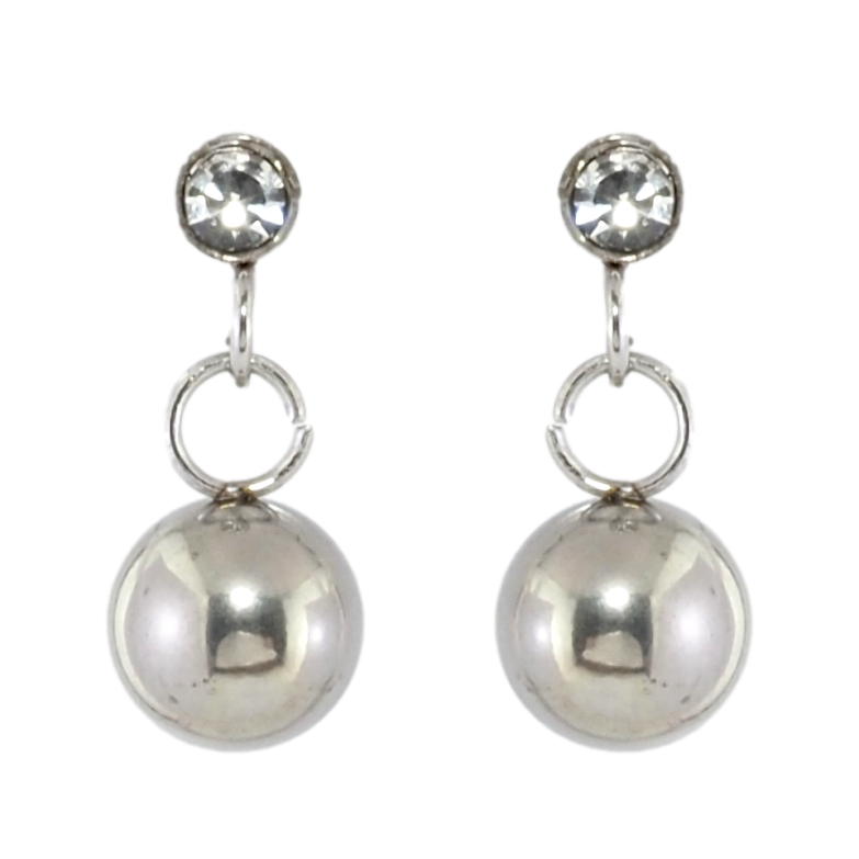 Серьги Xuping TTM Stainless Steel цвет Родий пусеты Подвески шарики на кристаллах фото №24