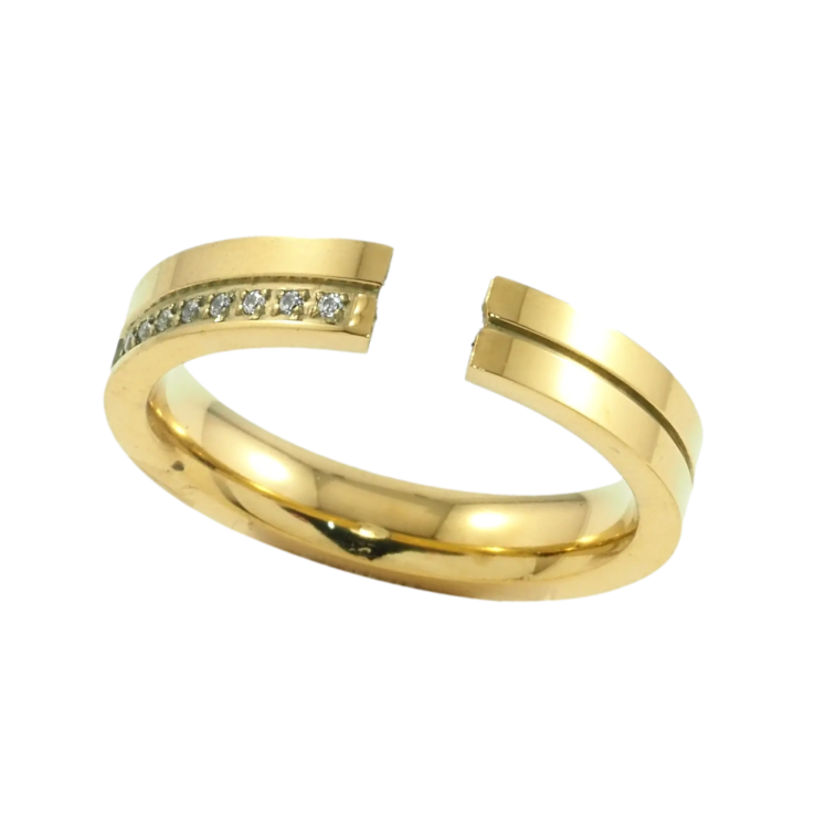 Кольцо Xuping TTM Stainless Steel Цвет 14К Дорожка циркония с прорезью шир. 4мм фото №14