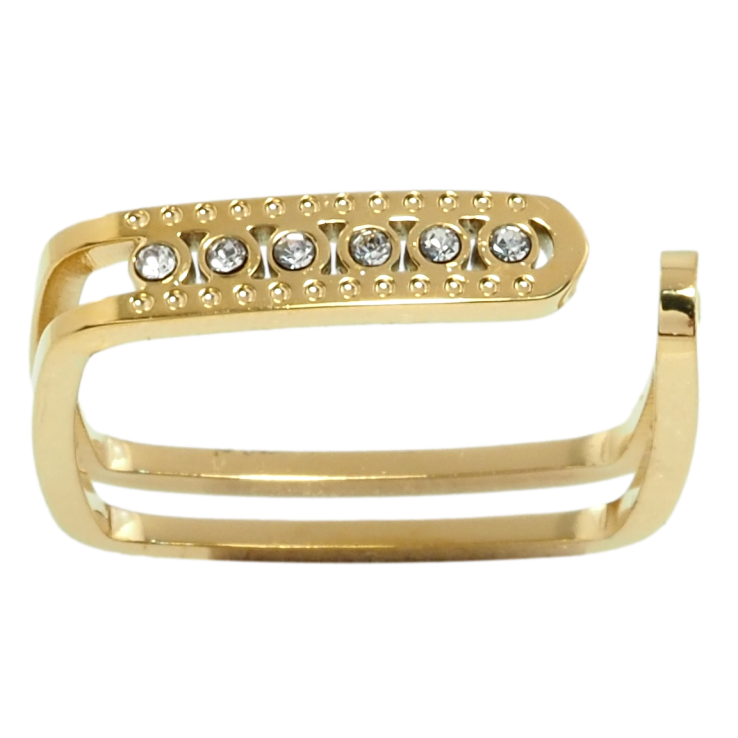 Кольцо Xuping TTM Stainless Steel Цвет 14К Квадратное с узором цирконием фото №23