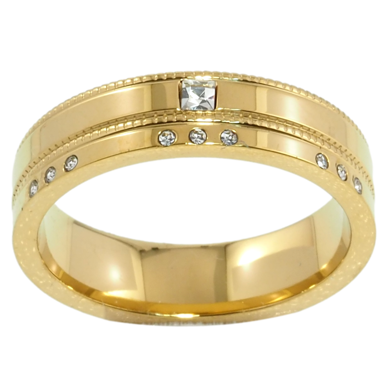 Кольцо Xuping TTM Stainless Steel Цвет 14К Узор с цирконием, шир. 5.5мм фото №4