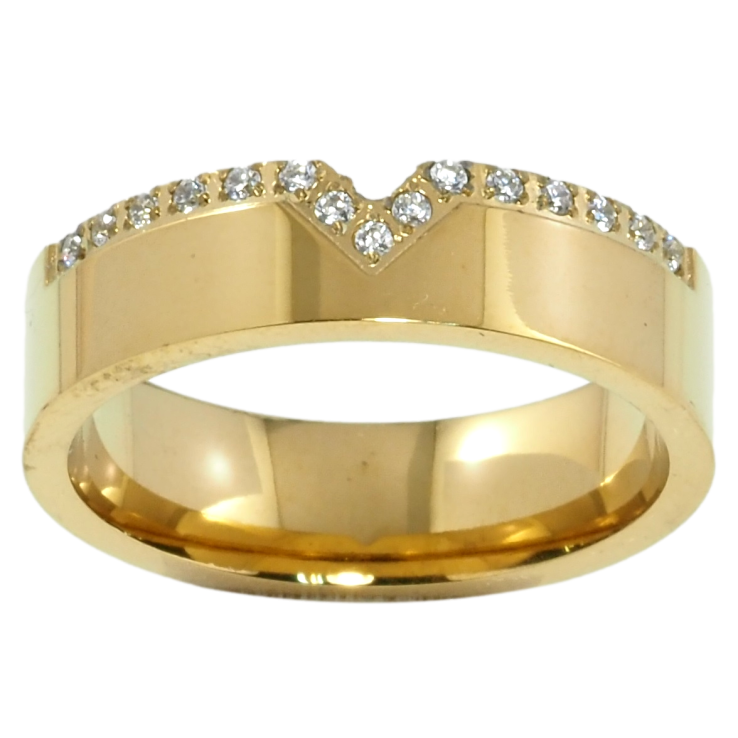 Кольцо Xuping TTM Stainless Steel Цвет 14К Узор с цирконием, шир. 6мм фото №14