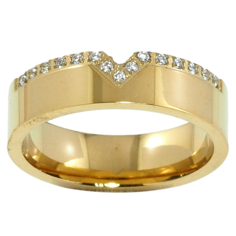 Каблучка Xuping TTM Stainless Steel Колір 14К Візерунок з цирконієм, шир. 6мм фото №1