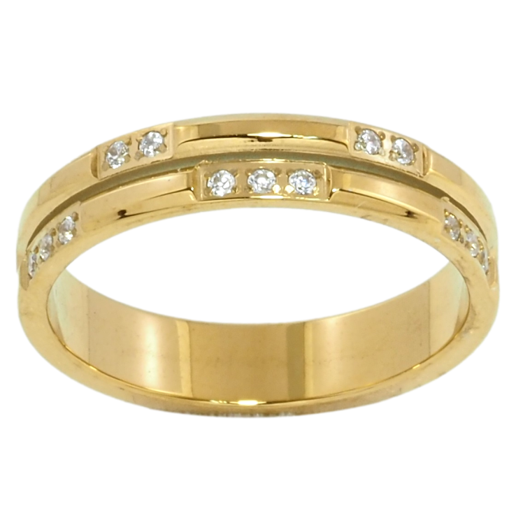 Кольцо Xuping TTM Stainless Steel Цвет 14К Узор с цирконием, шир. 4мм фото №22