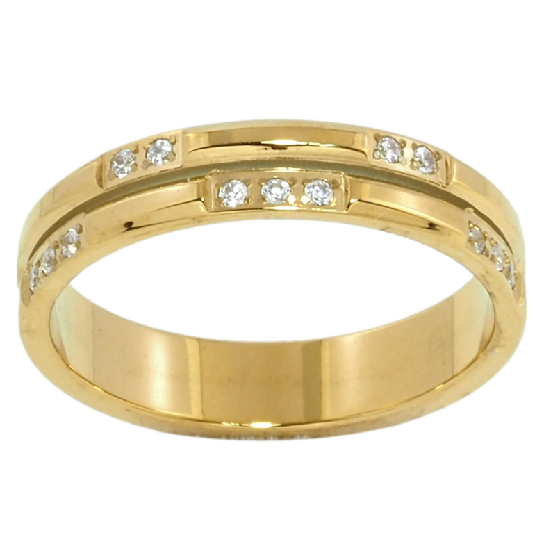 Каблучка Xuping TTM Stainless Steel Колір 14К Візерунок з цирконієм, шир. 4мм р,18,18.5,19,19.5 фото №1