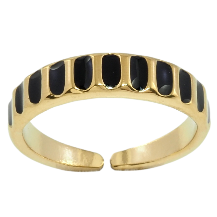 Кольцо Xuping TTM Stainless Steel Цвет 14К Узор черной эмалью фото №6