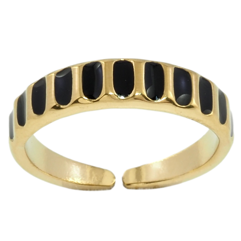 Каблучка Xuping TTM Stainless Steel Колір 14К Візерунок чорною емаллю фото №1