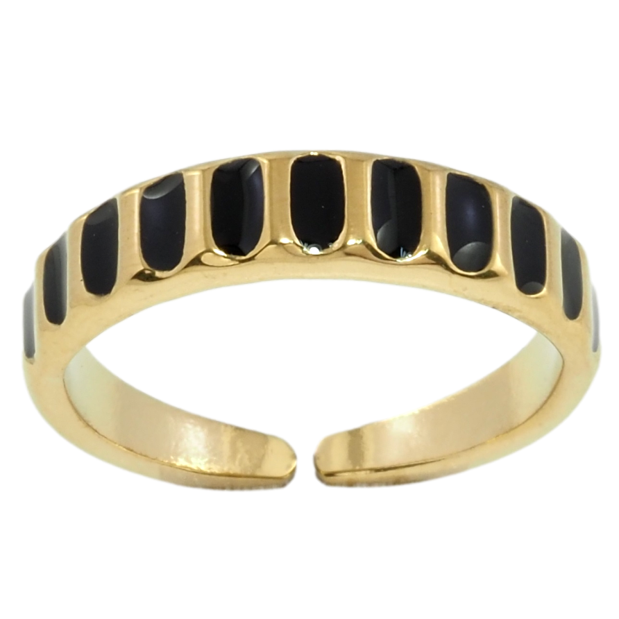 Кольцо Xuping TTM Stainless Steel Цвет 14К Узор черной эмалью фото №1