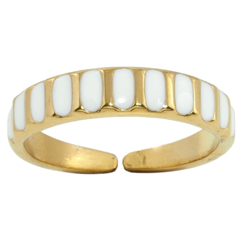 Каблучка Xuping TTM Stainless Steel Колір 14К Візерунок білою емаллю фото №2