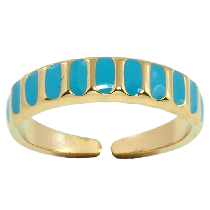 Кольцо Xuping TTM Stainless Steel Цвет 14К Узор голубой эмалью фото №7