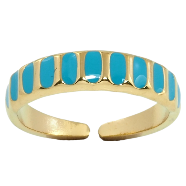 Кольцо Xuping TTM Stainless Steel Цвет 14К Узор голубой эмалью фото №1