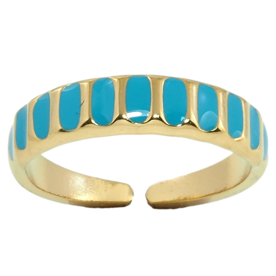 Кольцо Xuping TTM Stainless Steel Цвет 14К Узор голубой эмалью фото №1