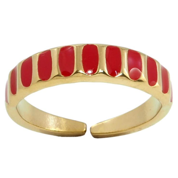 Кольцо Xuping TTM Stainless Steel Цвет 14К Узор красною эмалью фото №8