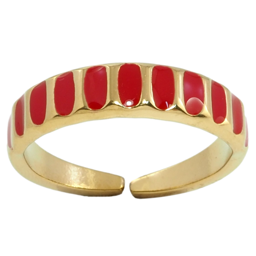 Кольцо Xuping TTM Stainless Steel Цвет 14К Узор красною эмалью фото №1