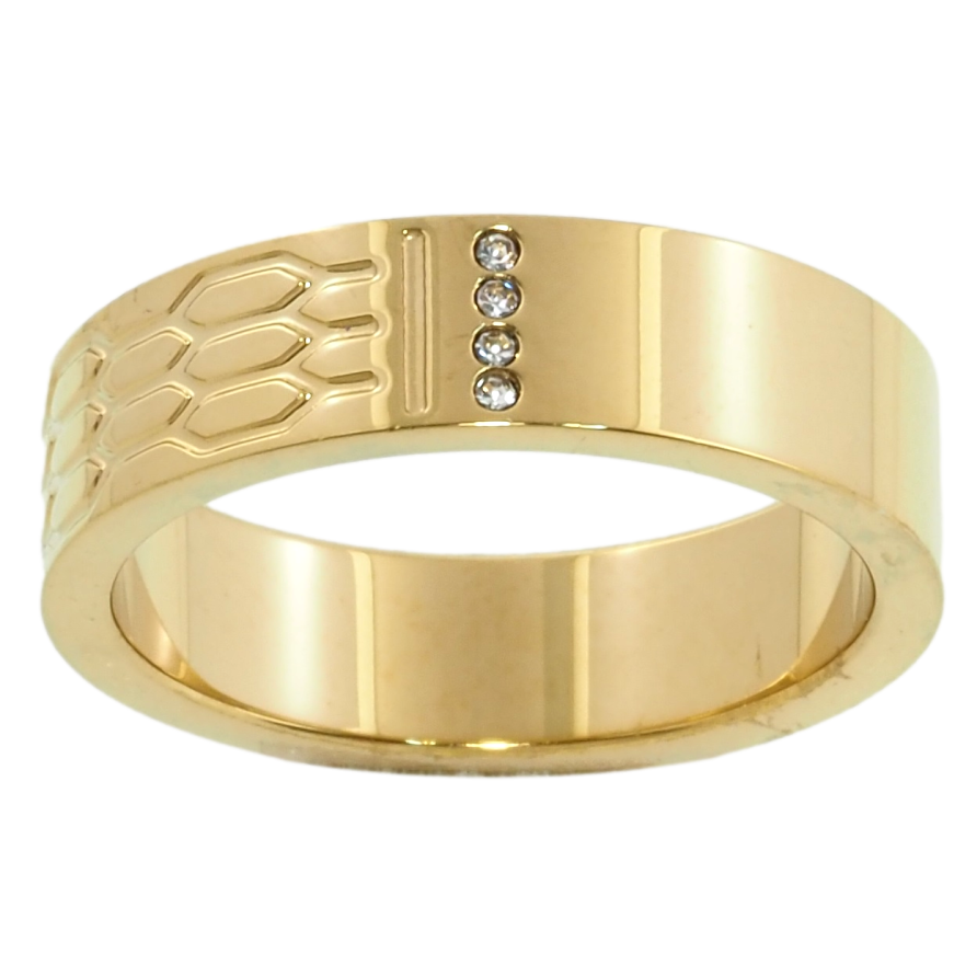 Кольцо Xuping TTM Stainless Steel Цвет 14К Узор с цирконием, шир. 5.5мм фото №1