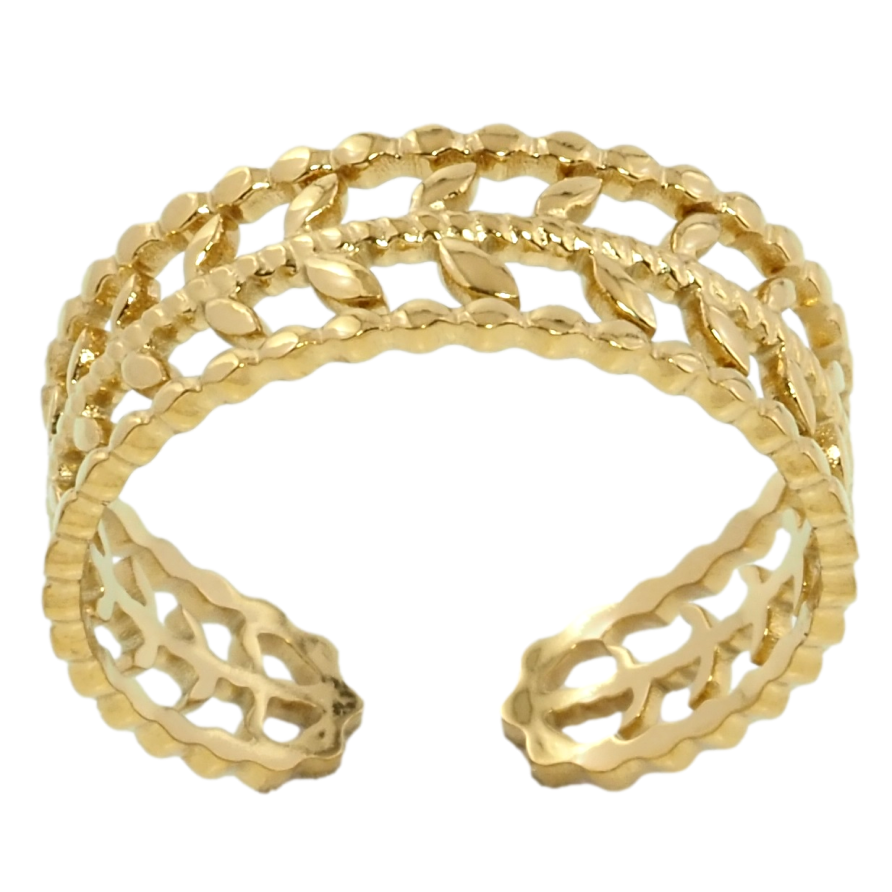 Кольцо Xuping TTM Stainless Steel Цвет 14К Узор веточка фото №1