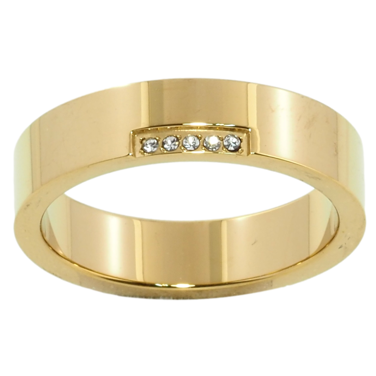 Кольцо Xuping TTM Stainless Steel Цвет 14К Узор с цирконием, шир. 5мм фото №8