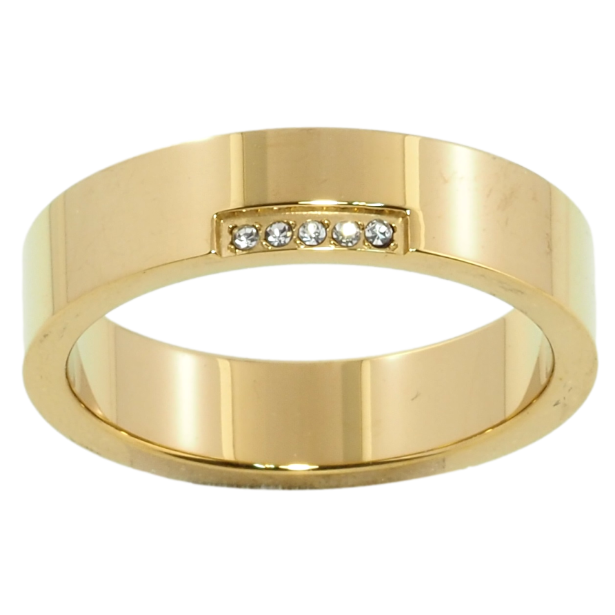 Кольцо Xuping TTM Stainless Steel Цвет 14К Узор с цирконием, шир. 5мм фото №1