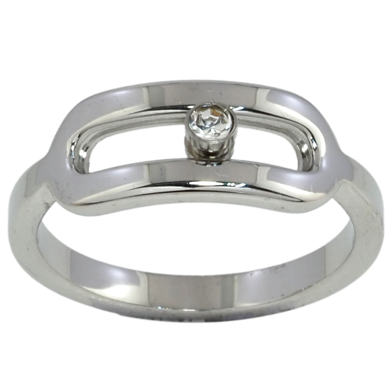 Кольцо Xuping TTM Stainless Steel Цвет Родий Овальный узор с кристаллом фото №1