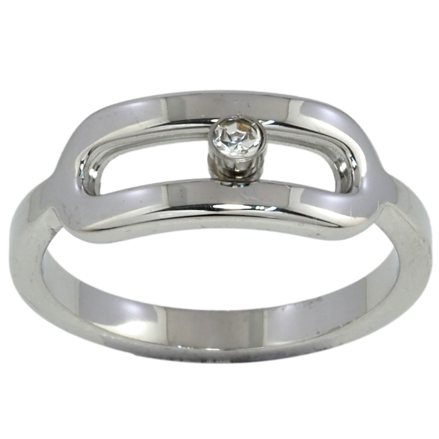 Кольцо Xuping TTM Stainless Steel Цвет Родий Овальный узор с кристаллом фото №1