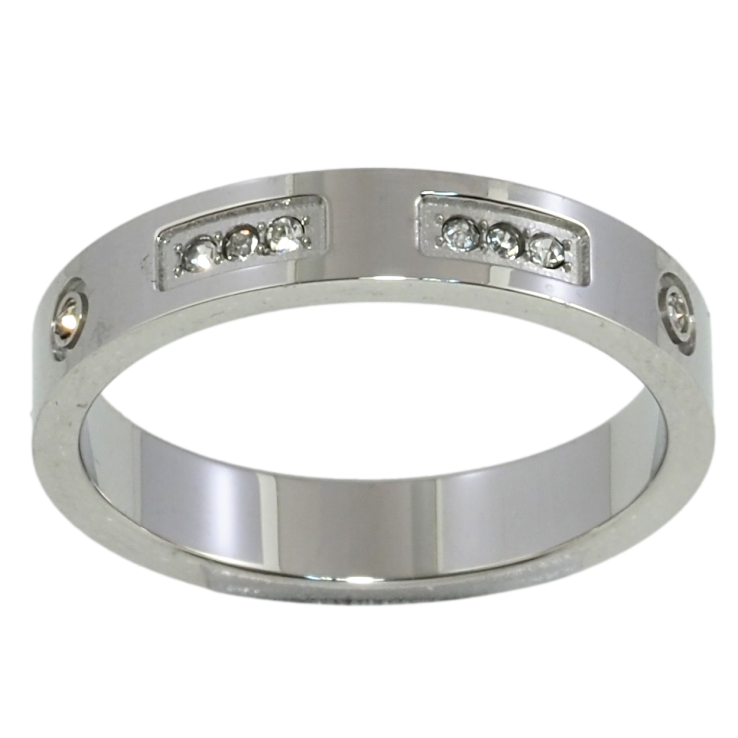 Кольцо Xuping TTM Stainless Steel Цвет Родий Узор с цирконием. шир. 4мм фото №21