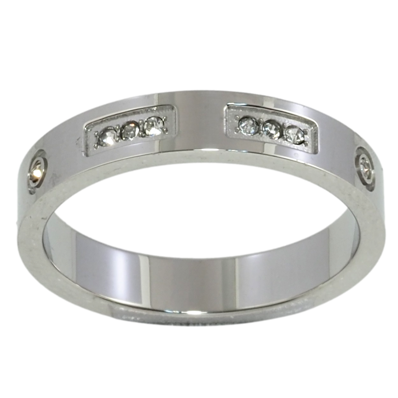 Каблучка Xuping TTM Stainless Steel Колір Родій Візерунок з цирконієм. шир. 4мм фото №1