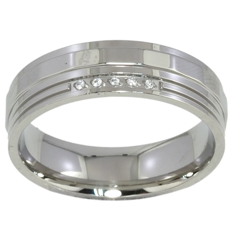 Каблучка Xuping TTM Stainless Steel Колір Родій Візерунок з цирконієм. шир. 6мм фото №2