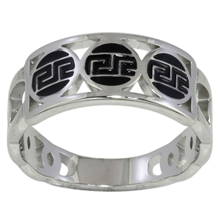 Кольцо Xuping TTM Stainless Steel Цвет Родий Декоративный узор с черной эмалью фото №17
