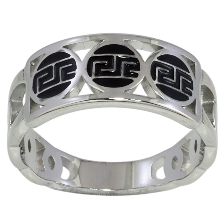Кольцо Xuping TTM Stainless Steel Цвет Родий Декоративный узор с черной эмалью фото №7