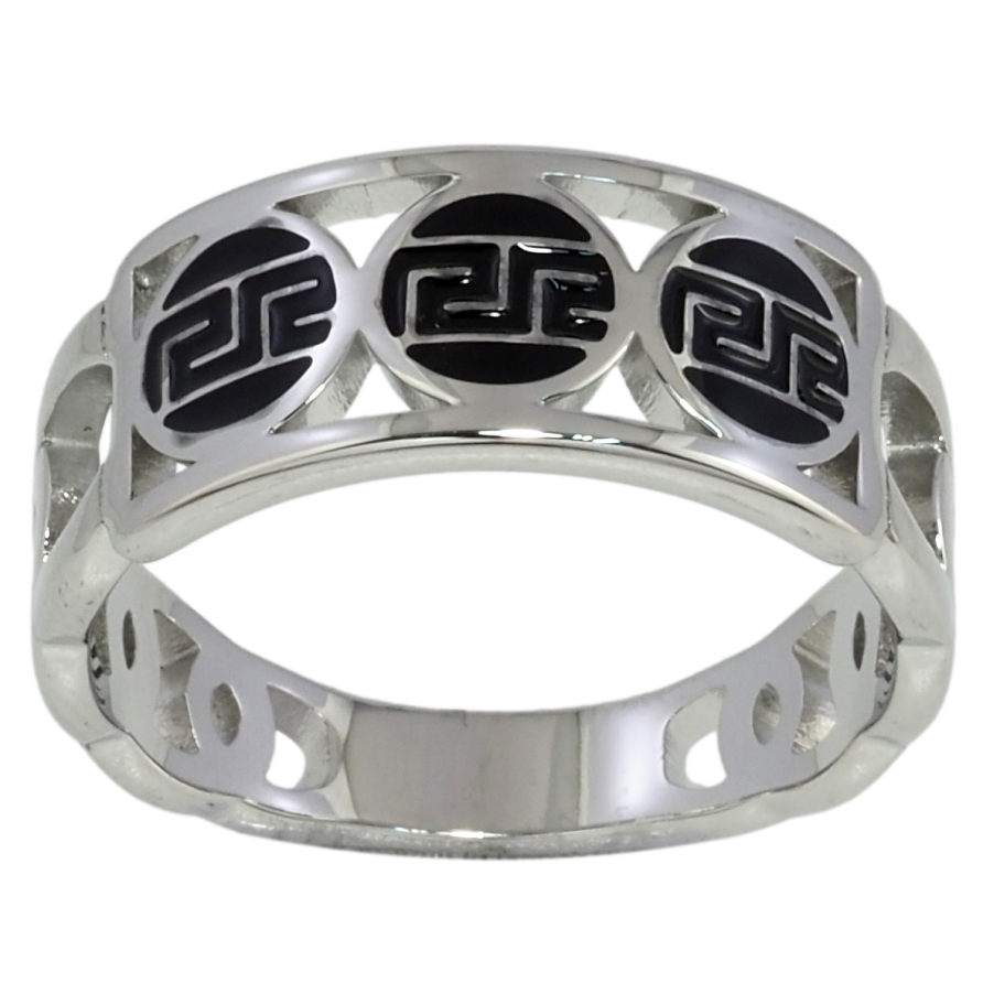 Кольцо Xuping TTM Stainless Steel Цвет Родий Декоративный узор с черной эмалью фото №1