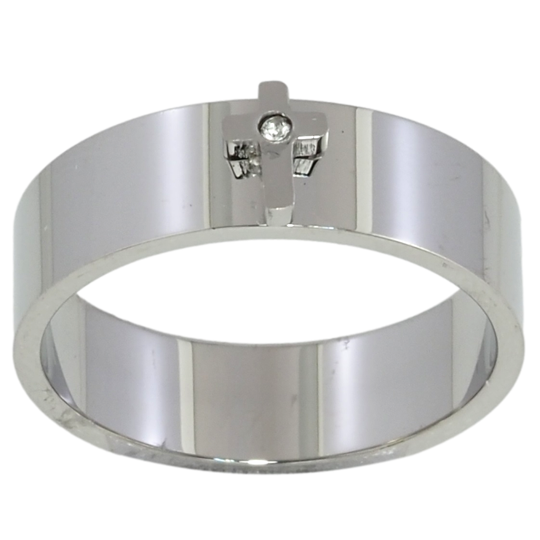 Каблучка Xuping TTM Stainless Steel Колір Родій Хрестик, шир. 6мм фото №1