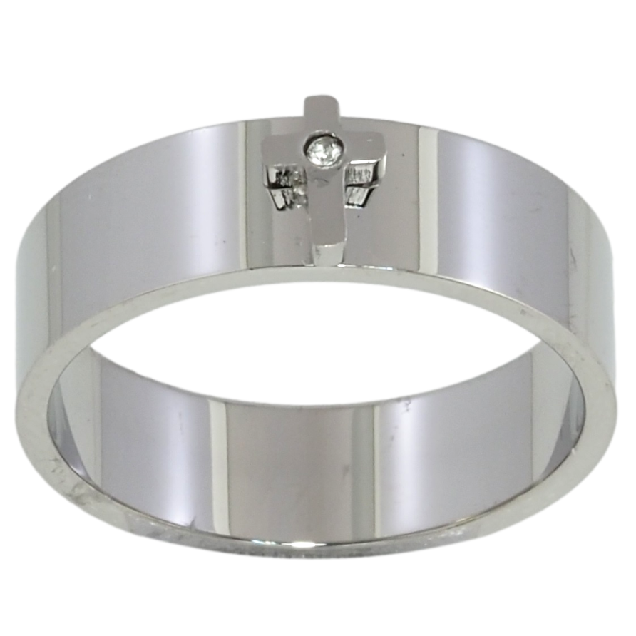 Кольцо Xuping TTM Stainless Steel Цвет Родий Крестик, шир. 6мм фото №1