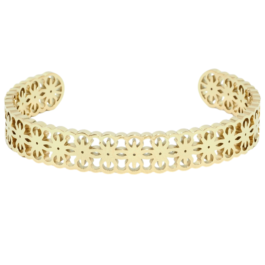 Браслет Xuping ТТМ Stainless Steel колір 14K Ажурний різьблений візерунок ø 6см фото №1