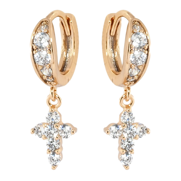 Сережки Xuping Позолота 18K підвіски на колечках Хрестики з цирконієм фото №6