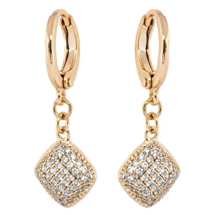 Серьги Xuping Позолота 18K подвески на колечках Ромбовые подвески с инкрустацией цирконием фото №21