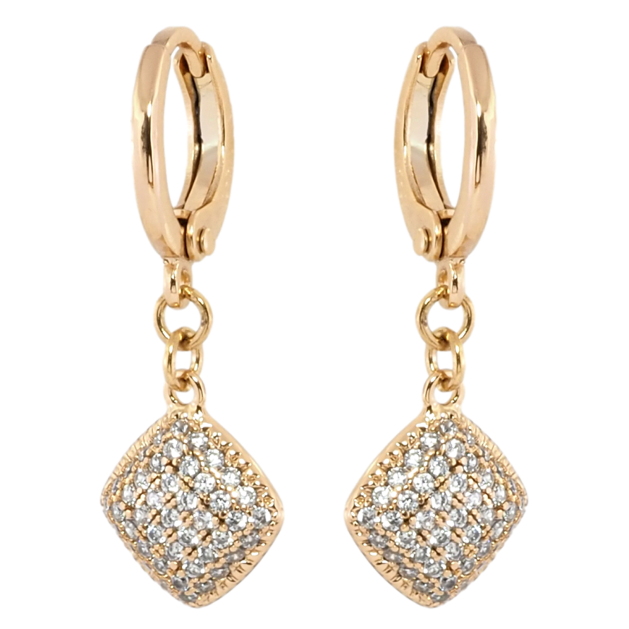 Серьги Xuping Позолота 18K подвески на колечках Ромбовые подвески с инкрустацией цирконием фото №1