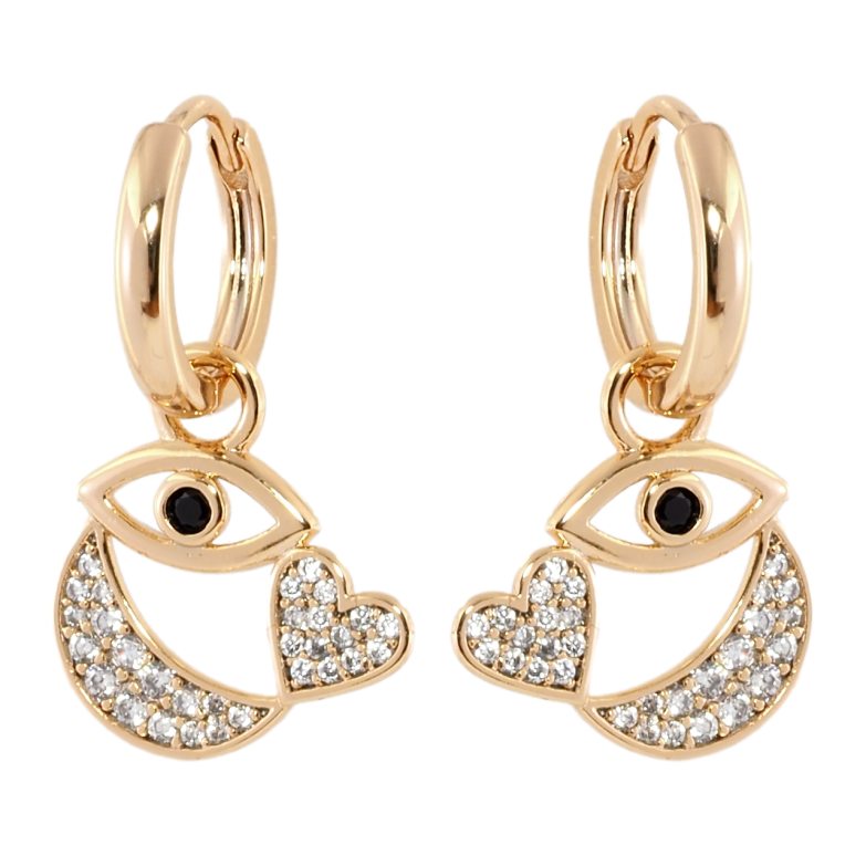 Сережки Xuping Позолота 18K підвіски на колечках Декоративні підвіски з цирконієм 2 в 1 фото №1